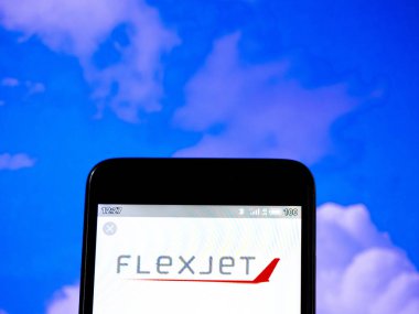 Bu fotoğraf illüstrasyonunda Flexjet logosu