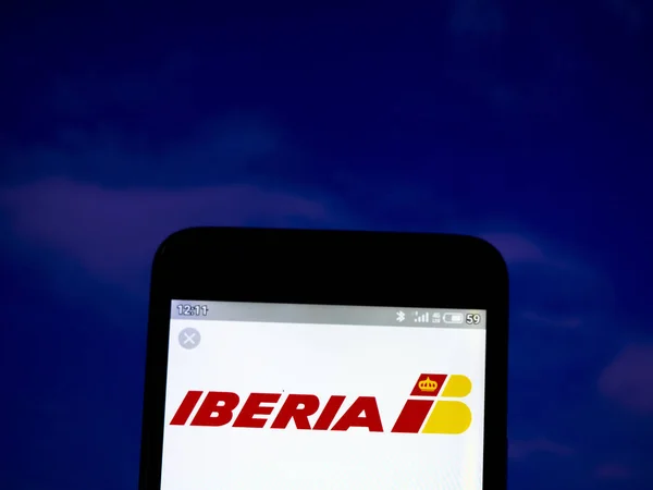 На цій ілюстрації зображено логотип Іберії — стокове фото