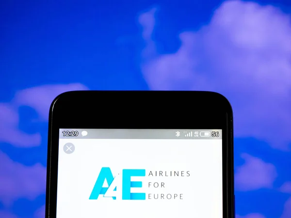 In this photo illustration the Airlines 4 Europe (A4E) logo is s — Stock Photo, Image