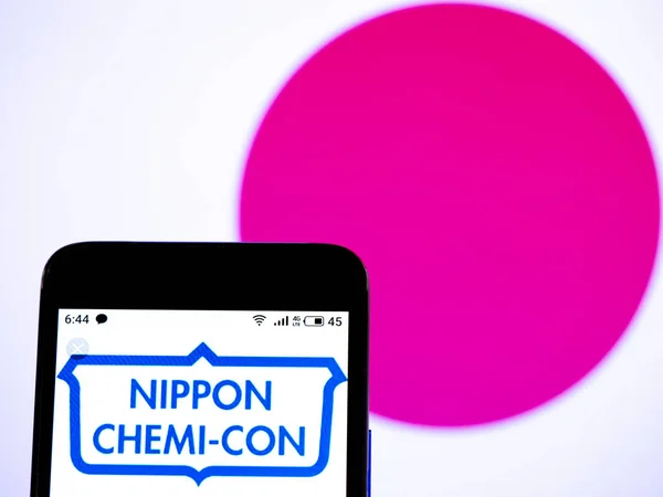 In this photo illustration the Nippon Chemi-Con Corporation logo — Stock Photo, Image