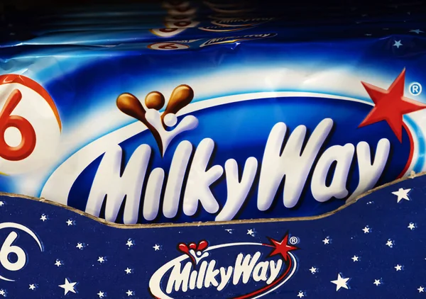 Milky Way bars is seen  on store shelf — Stock Photo, Image