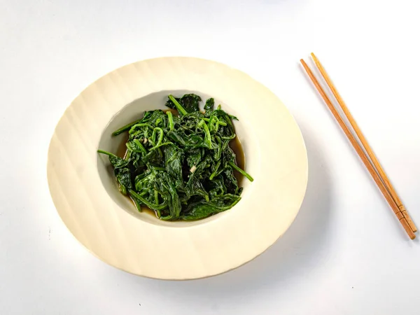 Spinach Light Garlic Sauce Spinach Garlic Spices — Stock Photo, Image