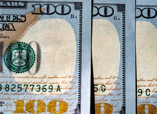 100 Dolarlık Banknotların Arkaplanı — Stok fotoğraf