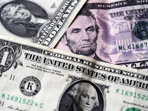 Een Foto Illustratie Van Amerikaanse Verschillende Dollarbiljetten Ibackground Selectieve Focus — Stockfoto