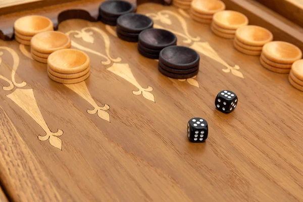 Dice Backgammon Board Close — Stock Photo, Image