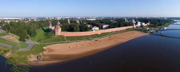 Aerial Panorama View Saint Sophia Cathedral Novgorod Kremlin Veliky Novgorod — Stock Photo, Image