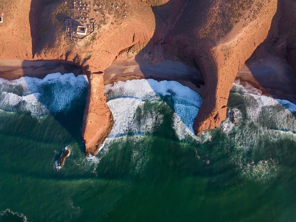 Letecký Pohled Shora Legzira Pláži Klenutým Skály Atlantickém Pobřeží Při — Stock fotografie