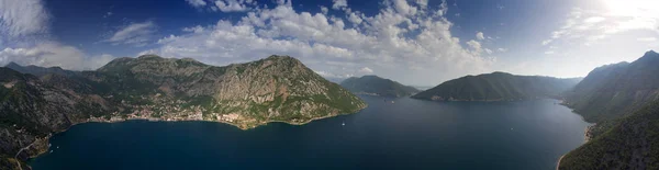 Vue Panoramique Aérienne Baie Kotor Boka Kotorska Des Montagnes Monténégro — Photo