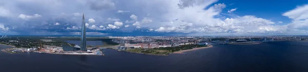 Aerial Panorama Petersburg Skyscraper Lakhta Center New Stadium Russia — Stock Photo, Image