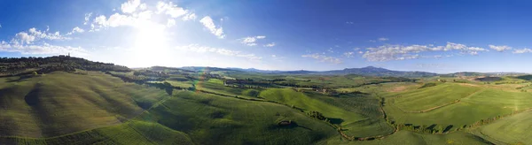 Toskánsko Letecké Panorama Zemědělské Půdy Hill Venkovská Krajina Ráno Itálie — Stock fotografie