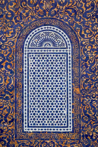 Padrão Maroccan Tradicional Azulejos Fundo Janela — Fotografia de Stock