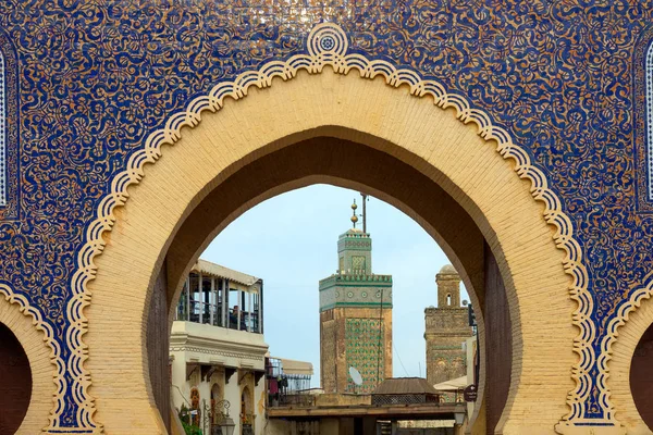 Blick Durch Das Bab Bou Jeloud Gate Das Blaue Tor — Stockfoto