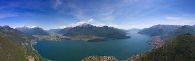 Aerial panorama landscape on Como lake between mountains in Italy clipart