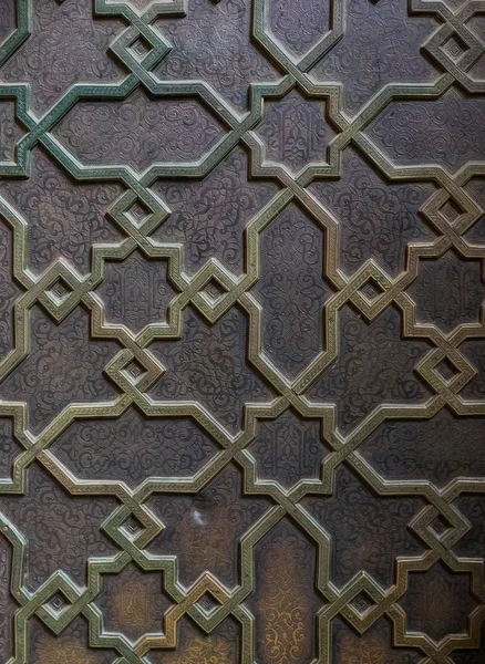 Traditionnel Marocain Orné Fond Porte Métal Motif — Photo