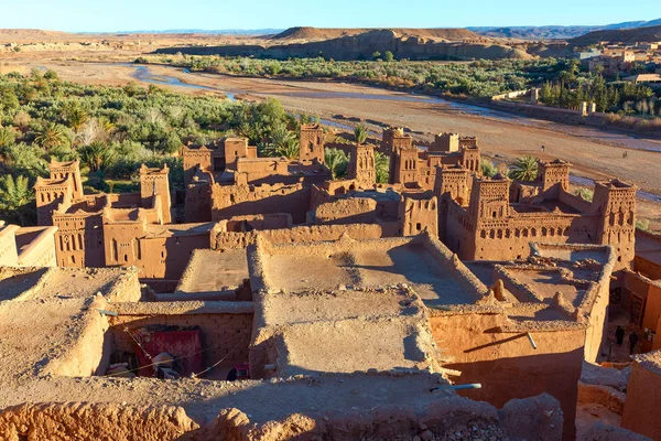 Türme Der Kasbah Ait Ben Haddou Atlasgebirge Bei Sonnenuntergang Marokko — Stockfoto