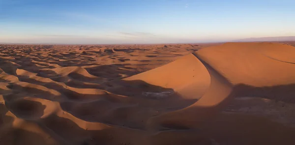 Beatiful Aerial Panorama Landscape Big Sand Dunes Sahara Desert Sunrise — Stock Photo, Image