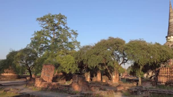 Древній храм ВАТ Фра Сі Санфет в Ayuthaya — стокове відео