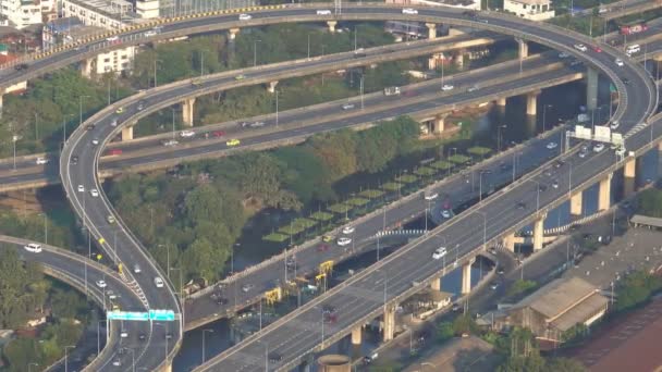 Widok lotniczy skrzyżowanie ruchu Cross Road w Bangkoku — Wideo stockowe