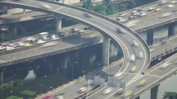 Рух перехрестя крос-Роуд з автомобілями в Бангкоку — стокове відео