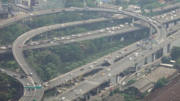 Traffic junction cross road with cars in Bangkok — Stock Video