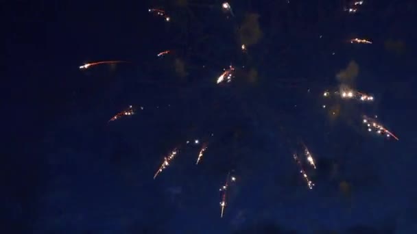 Schönes buntes Feuerwerk am Nachthimmel — Stockvideo