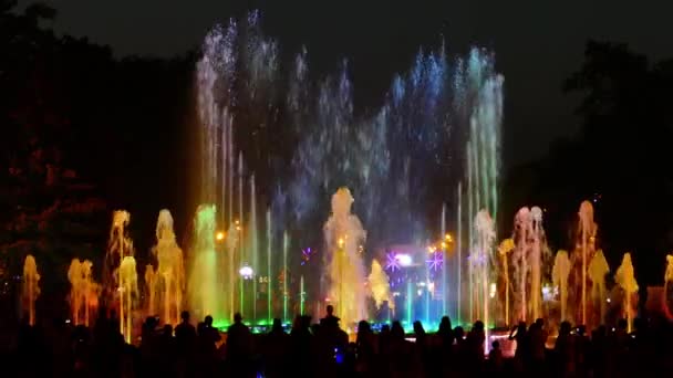 Fontana con illuminazione variopinta — Video Stock