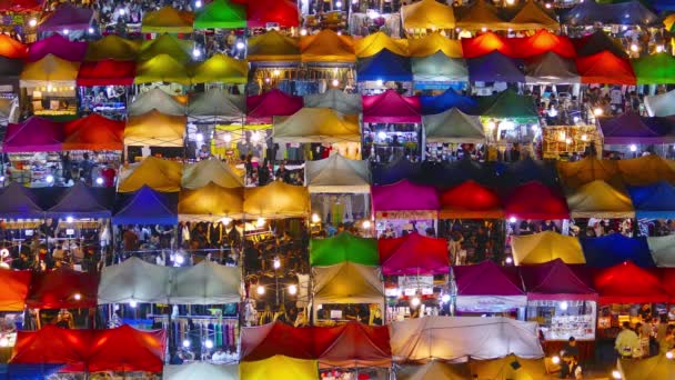 High view of Night Market Ratchada in Bangkok — Stock Video