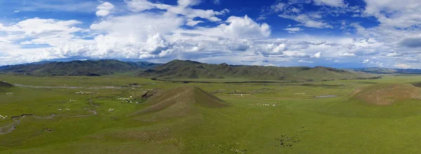 Letecká krajina v Orkhon Valley, Mongolsko — Stock fotografie