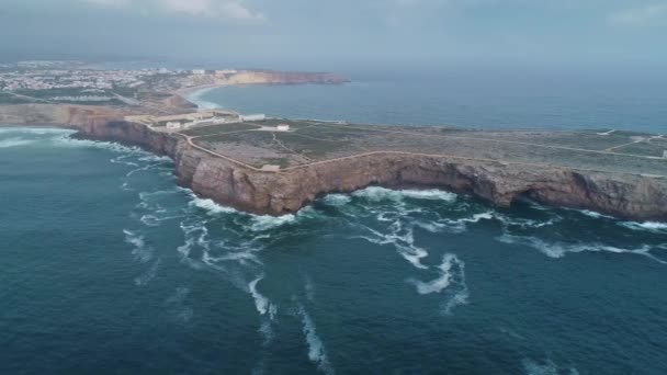 Sagres Kalesi Portekiz görünümü etrafında Havadan — Stok video