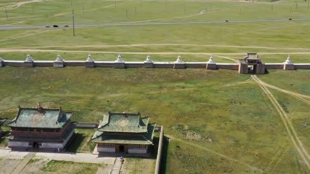 Vista aérea del monasterio Kharkhorin Erdene Zuu — Vídeo de stock