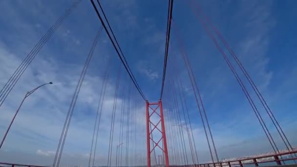 Driving on 25th of April bridge in Lisbon — Stock Video