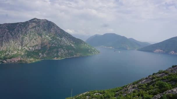 Kotor Bay Boka Kotorska Och Berg Montenegro Europa Timelapse — Stockvideo