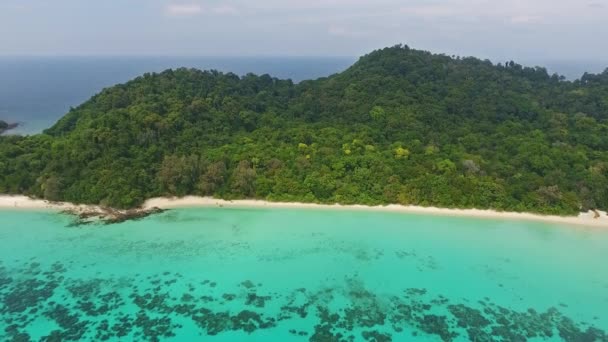 Flug Über Die Tropische Insel Koh Rok Wunderschöner Strand Korallen — Stockvideo