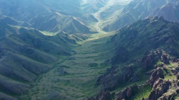 Veduta Aerea Del Paesaggio Montano Nella Yol Valley Mongolia — Video Stock