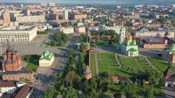 Tula Kremlin Epiphany Katedrali Nin Havadan Görünüşü Şehir Merkezi — Stok video
