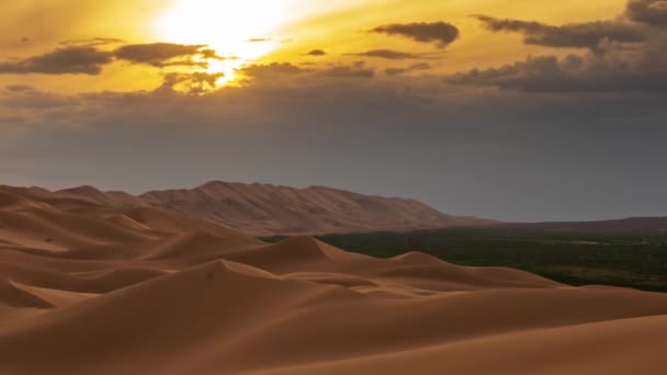 Schöne Landschaft Der Wüste Bei Sonnenuntergang Panorama Zeitraffer — Stockvideo