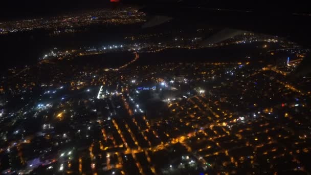 Utsikt Från Ett Flygplan Istanbul Natten Turkiet — Stockvideo