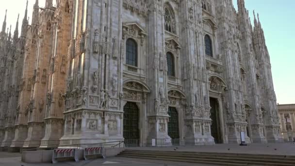 Duomo Milano Gothic Cathedral Church Sunrise Μιλάνο Ιταλία Κλίση Άποψη — Αρχείο Βίντεο