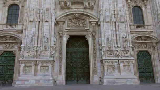 Duomo Milano Igreja Catedral Gótica Milão Itália Vista Inclinada — Vídeo de Stock