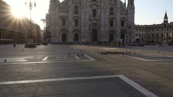 Duomo Milano Gothic Cathedral Church Sunrise Μιλάνο Ιταλία Κλίση Άποψη — Αρχείο Βίντεο