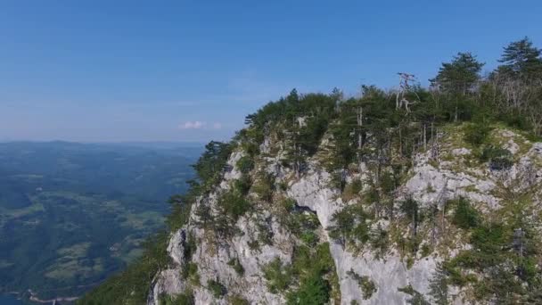 Flygfoto Över Berömda Banjska Stena Drina Floden Tara National Park — Stockvideo