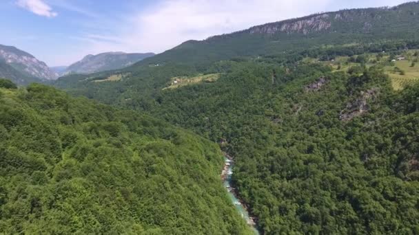 黑山北部塔拉河的空中景观 — 图库视频影像