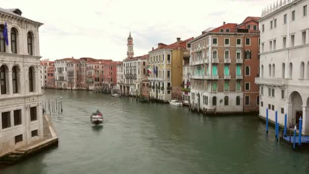 View Grand Canal Rialto Bridge Venice Early Morning Timelapse — Stock Video