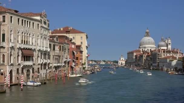 意大利威尼斯的大运河和圣玛丽亚大教堂 — 图库视频影像