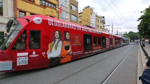 Istanbul Turkey Circa May 2018 Modern Tram Istanbul — Stock Video