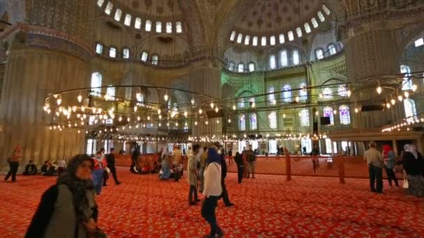 Istanbul Turkey Circa Μάιος 2018 Εσωτερικό Μπλε Τζαμί Επίσης Γνωστό — Αρχείο Βίντεο