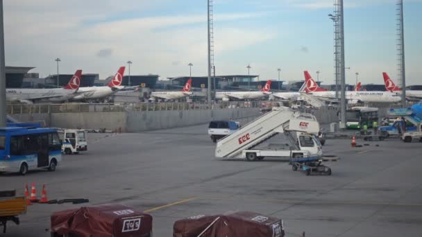 Istanbul Nbul Turkey Circa May 2018 土耳其航空公司在伊斯坦布尔阿塔图尔克机场的飞机 — 图库视频影像