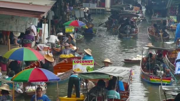 Bangkok Thailand Circa Jan 2017 Damnoen Saduak Plovoucí Trh Místní — Stock video