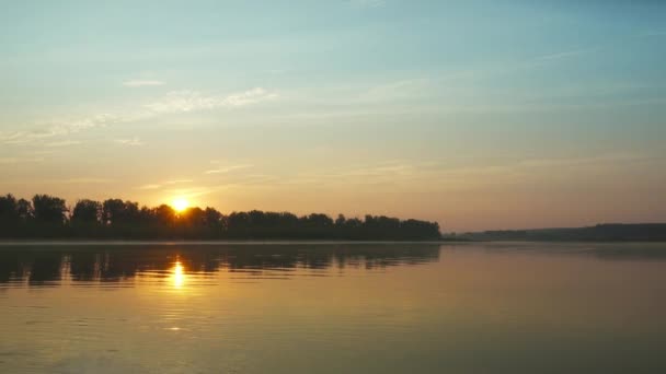 Пейзаж Схід Сонця Над Великою Річкою Вид Панораму — стокове відео