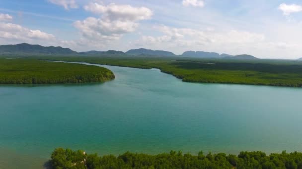 Letecké Video Ústí Řeky Úžiny Ostrově Lanta Thajsko — Stock video